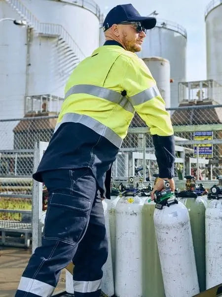 Bisley Workwear Apex 185 Taped Hi Vis Fire Retardant Ripstop Vented Shirt BS8438T Metro Workwear.